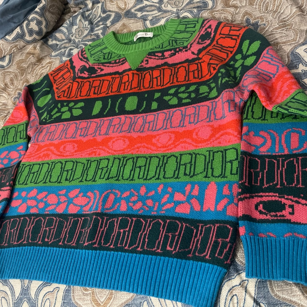 Christin Dior Stussy multicolored knit sweater men’s XL